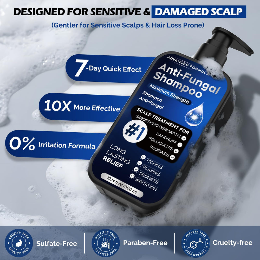 Oely antifungal shampoo on scalp closeup showing soothing hydration and reduced irritation