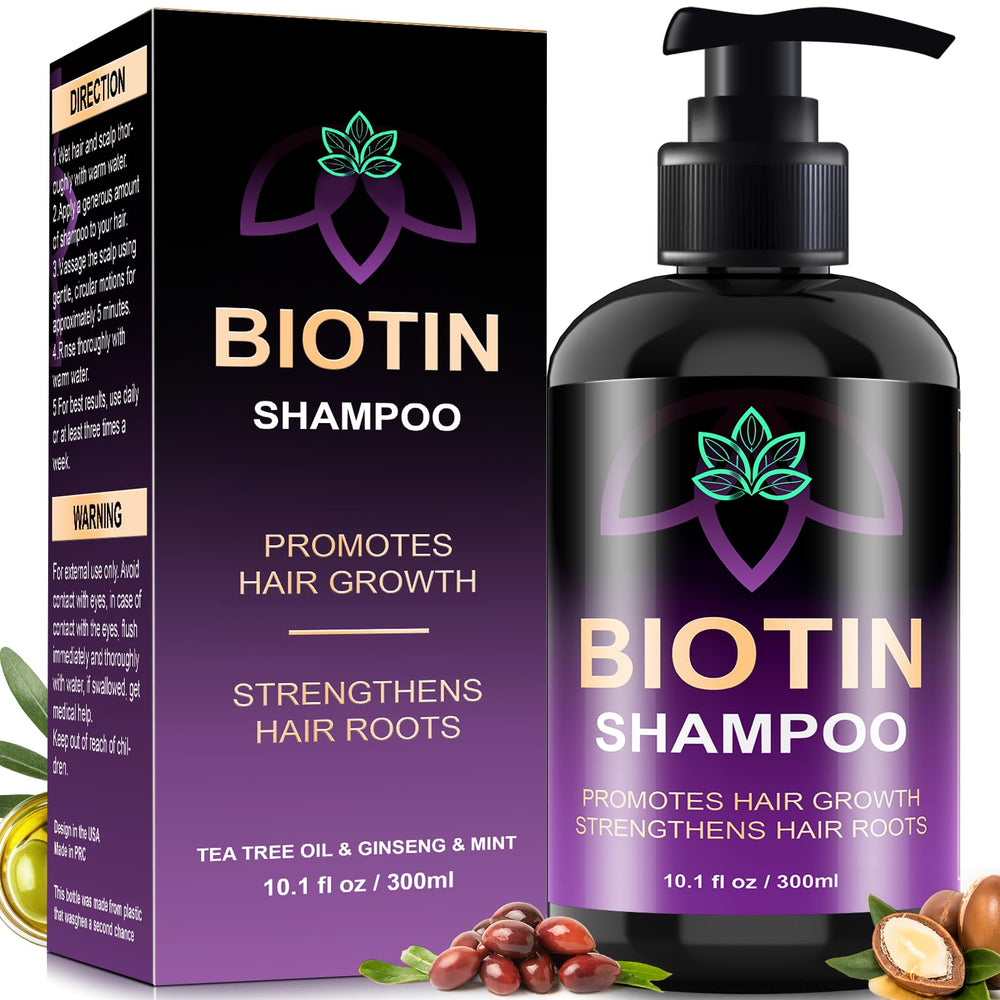 OELY Biotin Hair Growth Shampoo bottle showing sulfate-free, fuller-looking hair potential.
