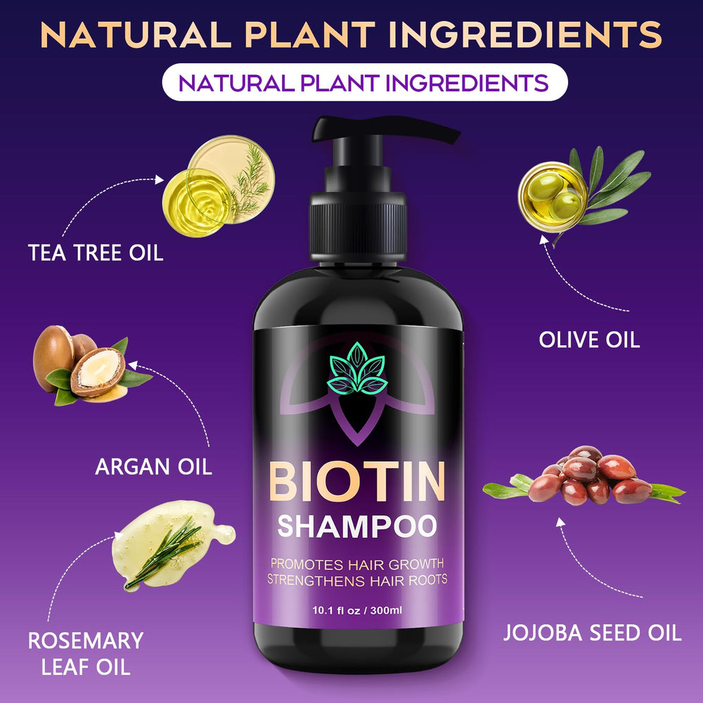 OELY Biotin Thickening Shampoo focusing on hair density and volume.