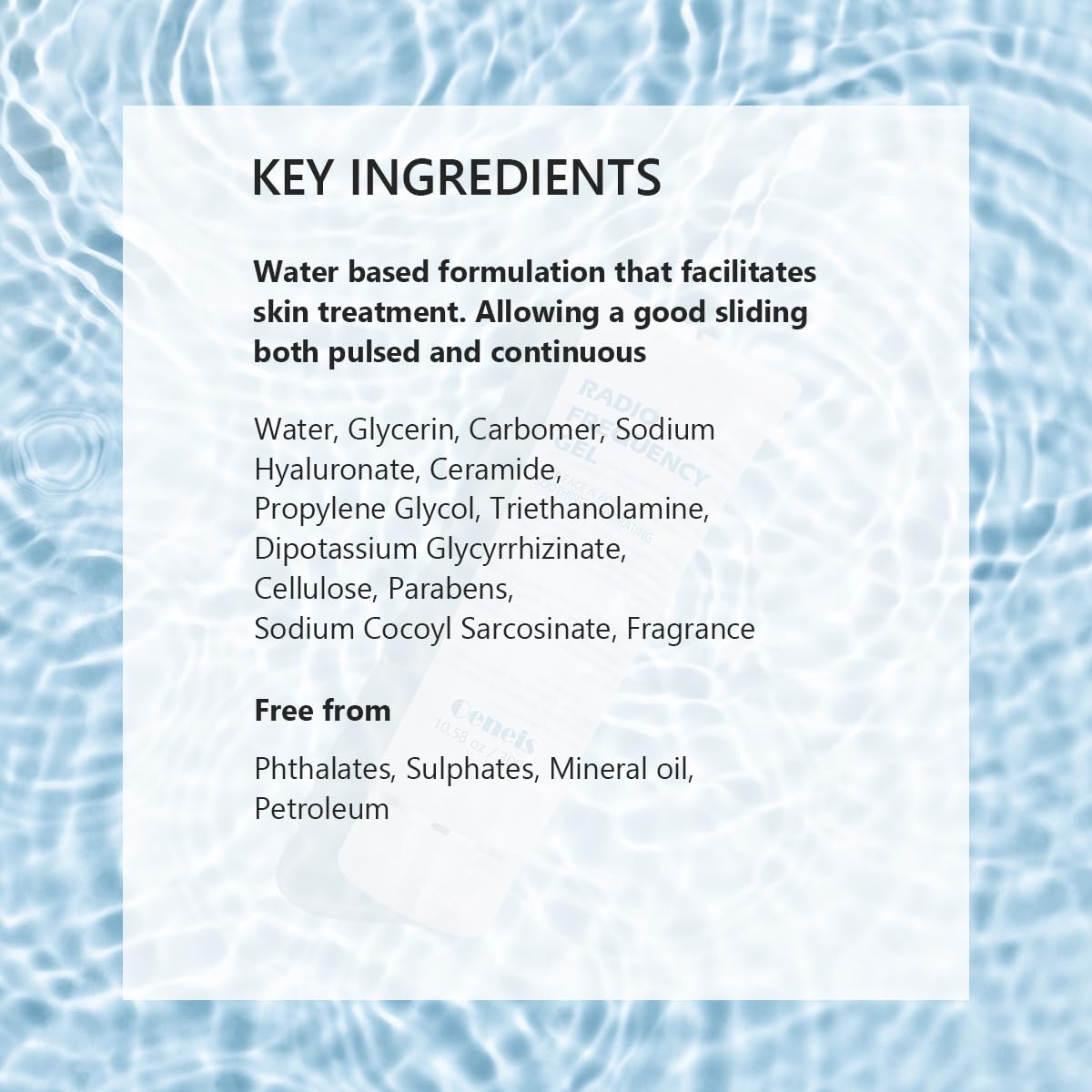 Oeneis conductive gel aids energy transfer with a clear, visible skin surface.