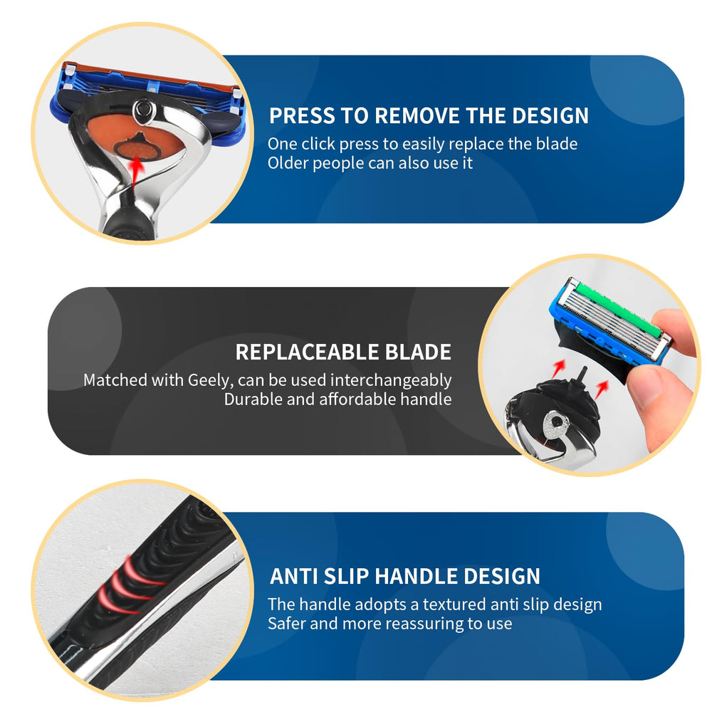 OENUASG ergonomic non-slip grip enhances control during every shave.