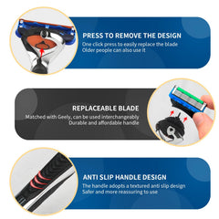 OENUASG ergonomic non-slip grip enhances control during every shave.