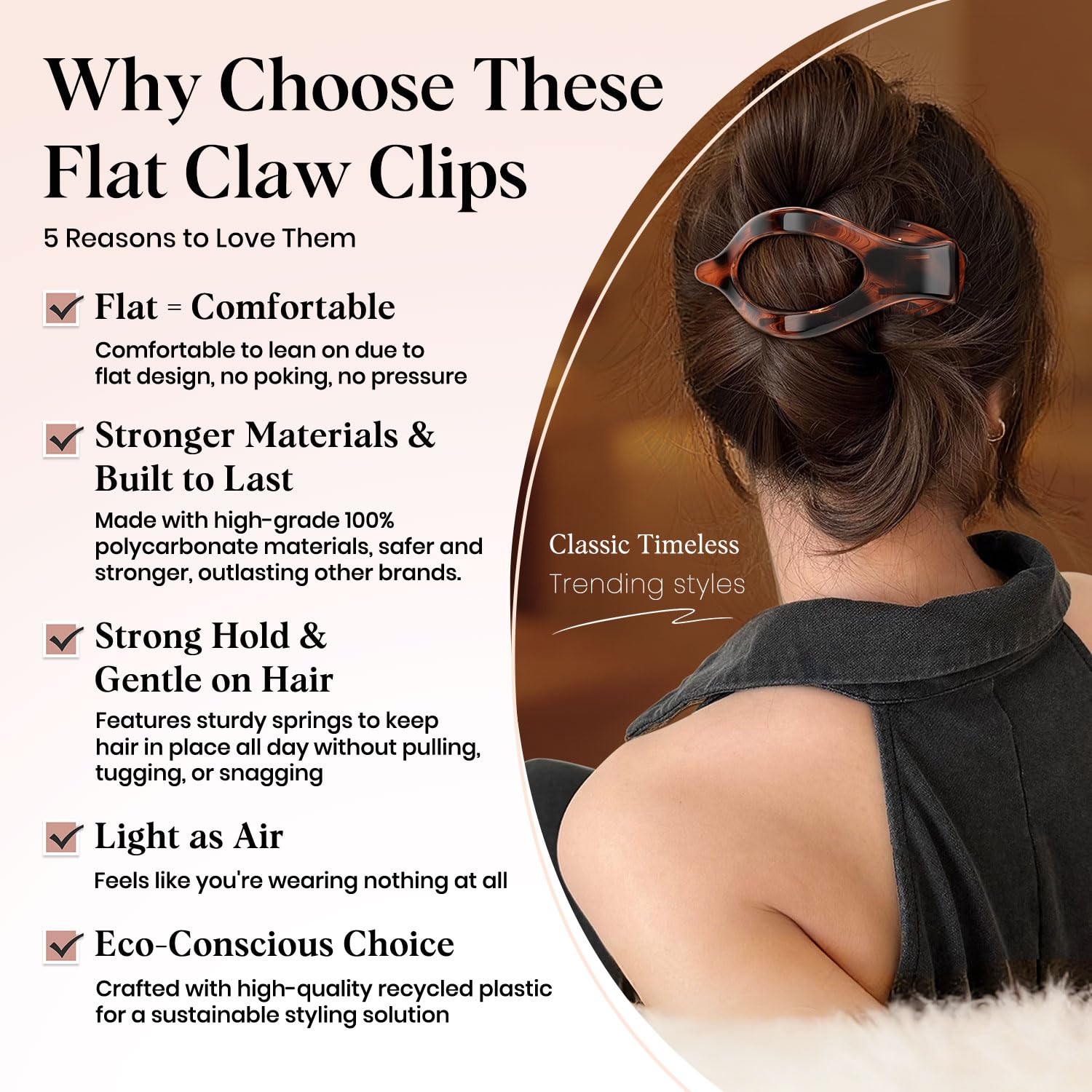 Oeusnael amber flat clip classic color with comfortable grip.