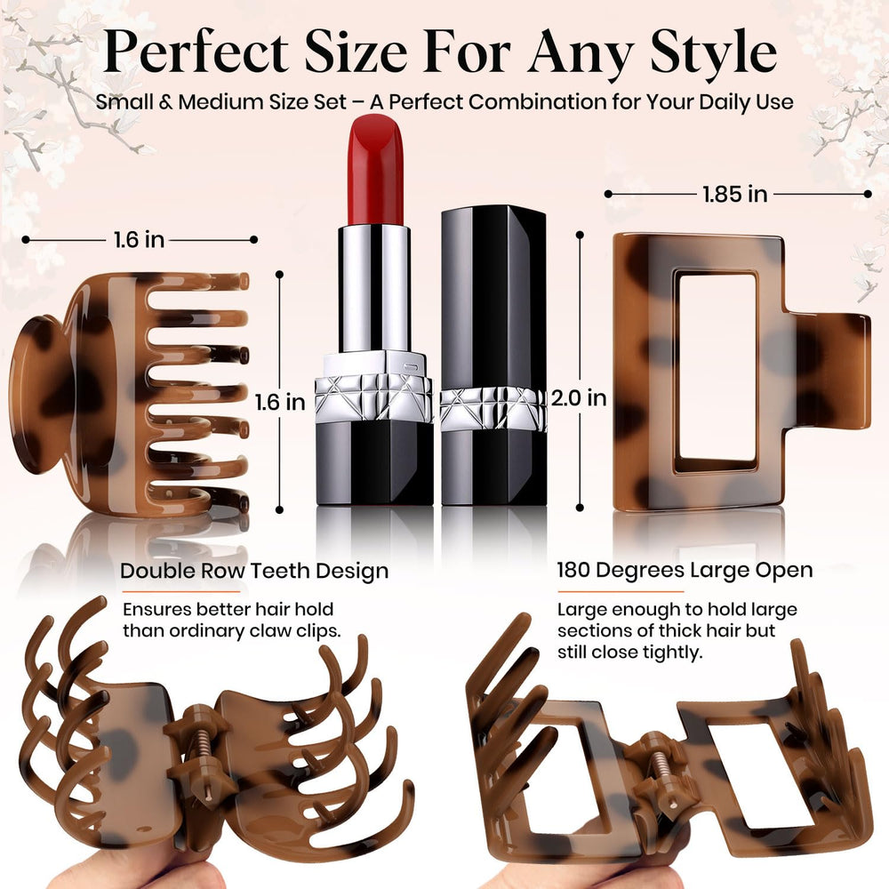 Oeusnael leopard-print double-row clip provides secure hold for thick hair