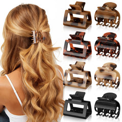 Oeusnael leopard-print rectangle clip secures fine hair with stylish, lightweight grip