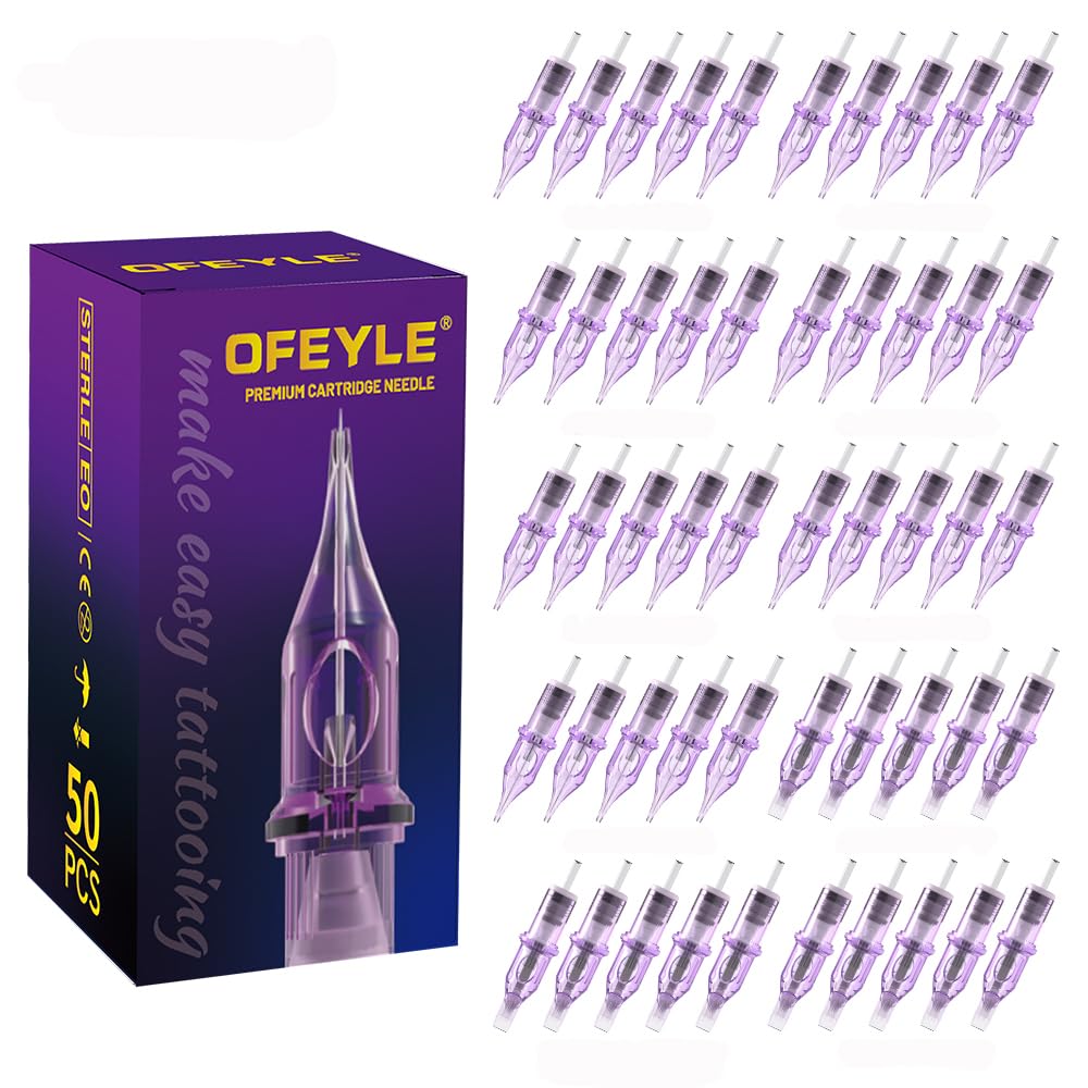 OFEYLE cartuchos tatuaje 50 piezas, empaque esterilizado EO para sesiones seguras y limpias.