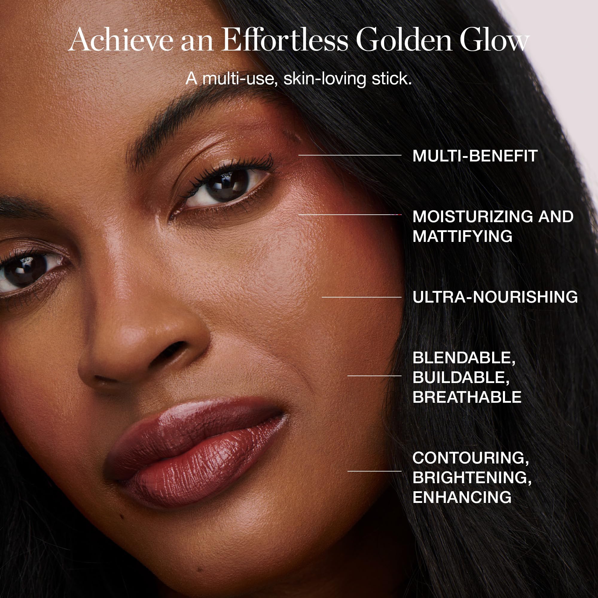 Ogee Sculpted Face Stick Amber on-the-go glow highlights cheekbones.