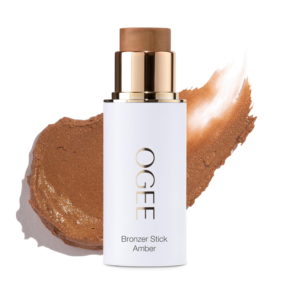 The Ogee Sculpted Face Stick Amber packaging shows premium certified organic makeup for glow.