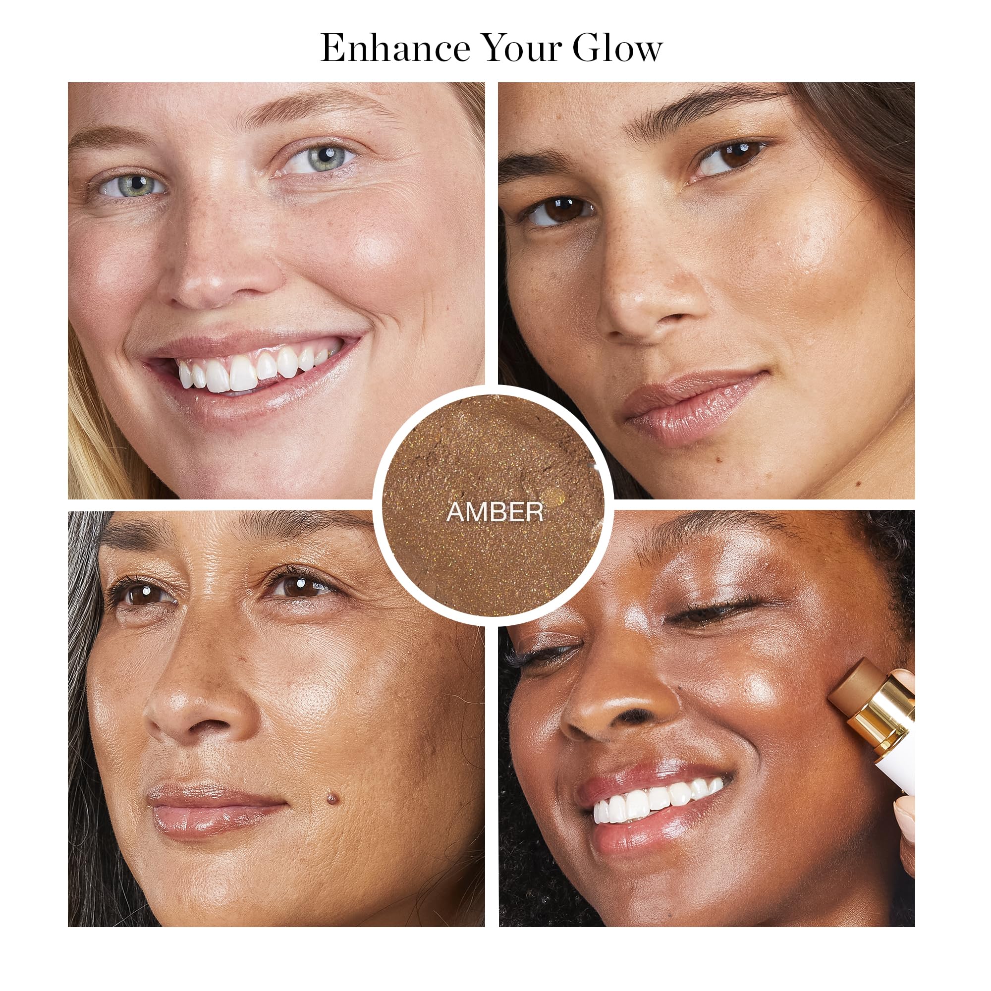 Ogee Sculpted Face Stick Amber swirl on cheek adds sun-kissed bronze glow.