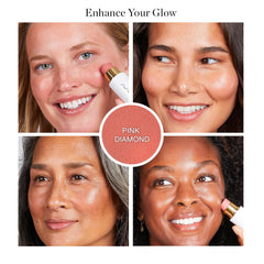 Ogee Sculpted Face Stick Pink Diamond application on cheek for seamless glow