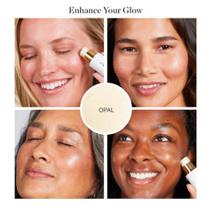 Ogee Sculpted Face Stick swatch on cheek demonstrates natural buildable luminosity