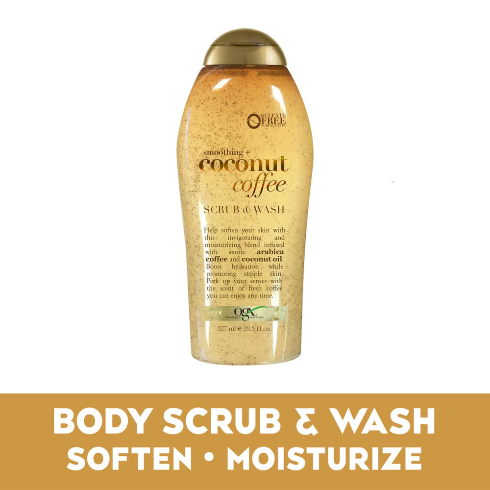 OGX Arabica coffee beads gently exfoliate to reveal smoother skin.
