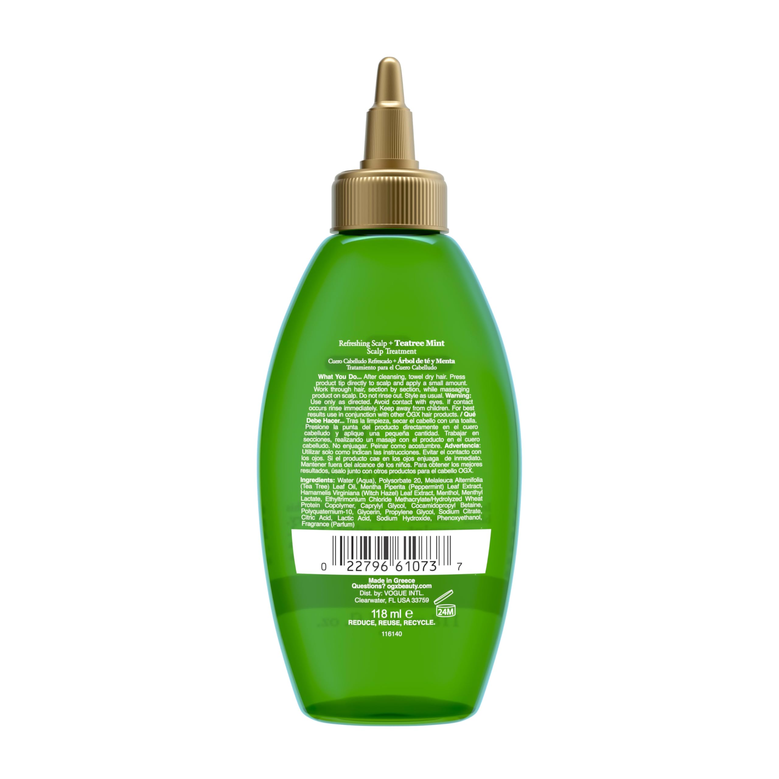 OGX aroma a menta para una experiencia renovadora en el cuero cabelludo.