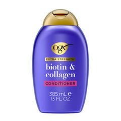 OGX Biotina y Colágeno, botella 13 oz, volumen para cabello fino.