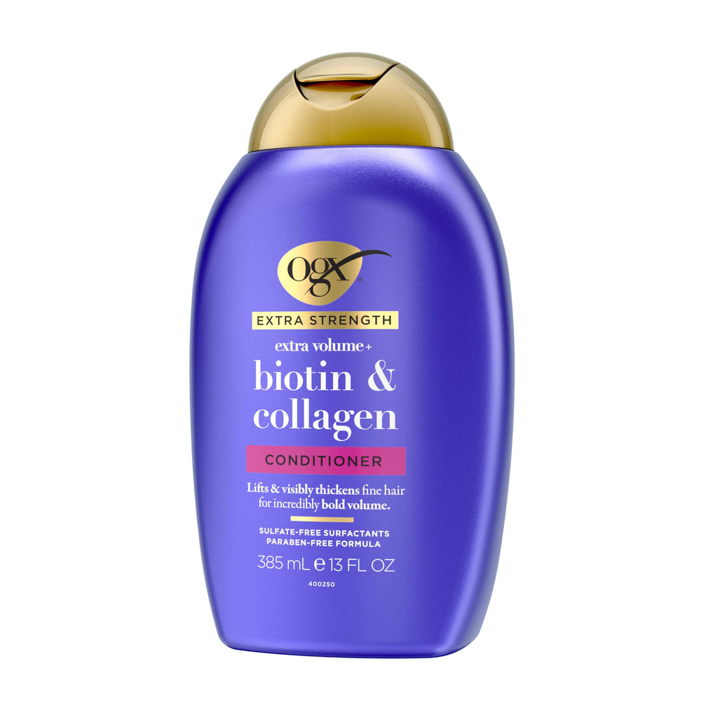 OGX Biotina y Colágeno, tratamiento ligero para peinados con volumen.