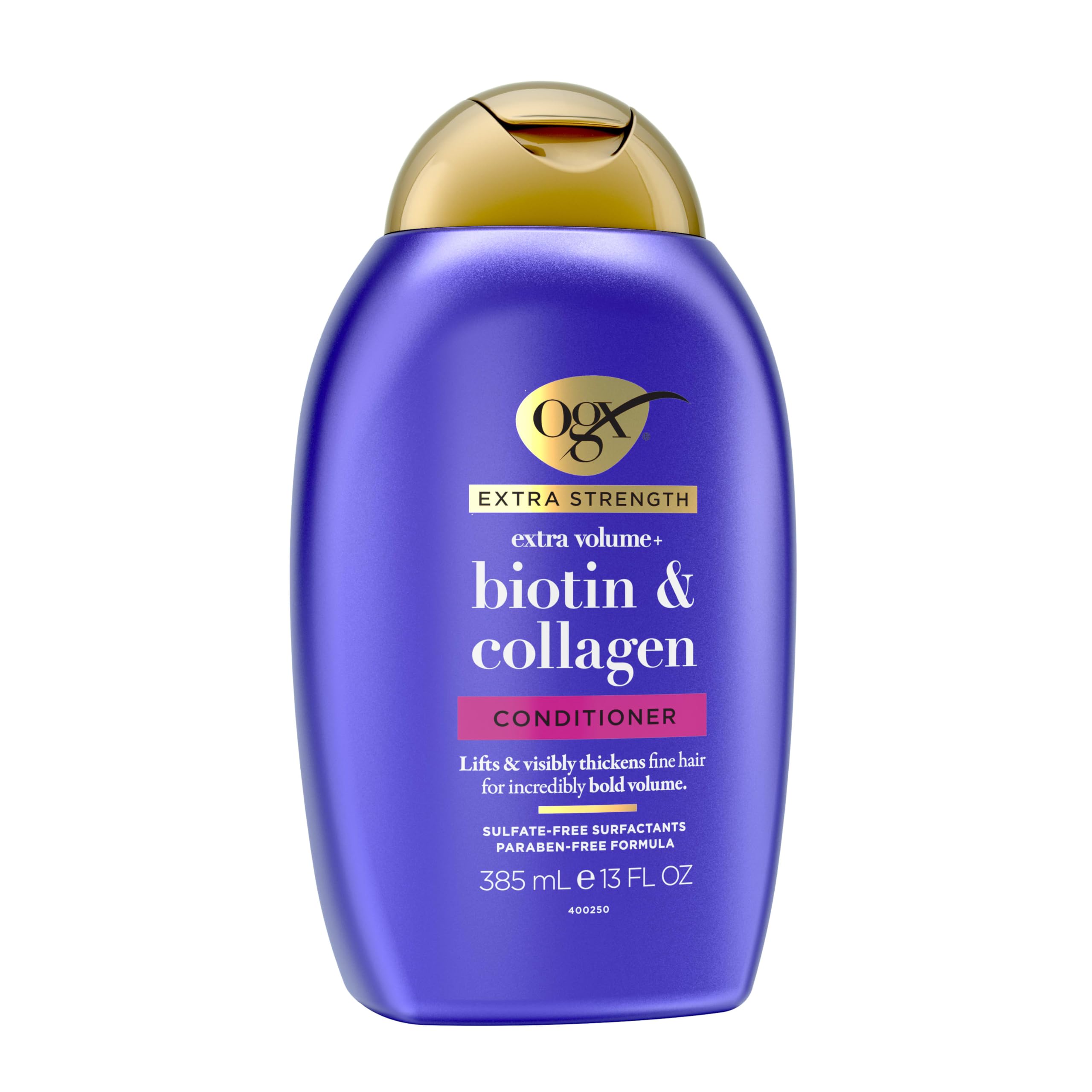 OGX Biotina y Colágeno, proteína hidrolizada que fortalece el cabello.