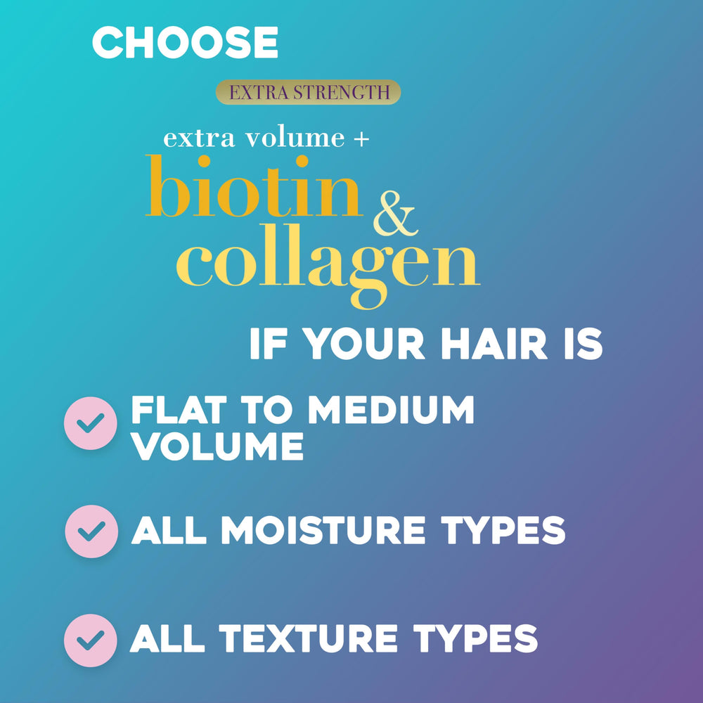 OGX Biotina y Colágeno, cabello con volumen visible tras enjuague