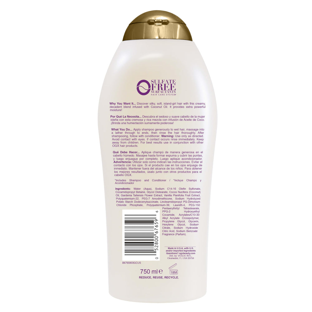 OGX Cabello más ligero y sin frizz, champú de control en botella.