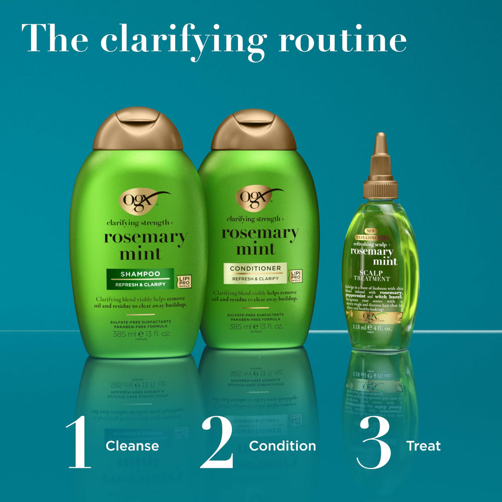 OGX champú clarificante Fortalecimiento Romero Menta aroma a menta y romero