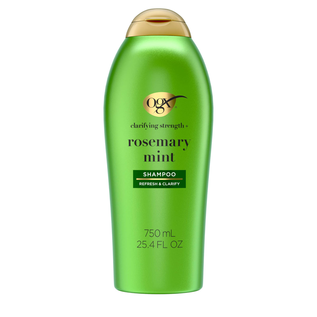 OGX champú clarificante Fortalecimiento Romero Menta en botella para cabello graso