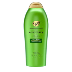 OGX champú clarificante Fortalecimiento Romero Menta en botella para cabello graso