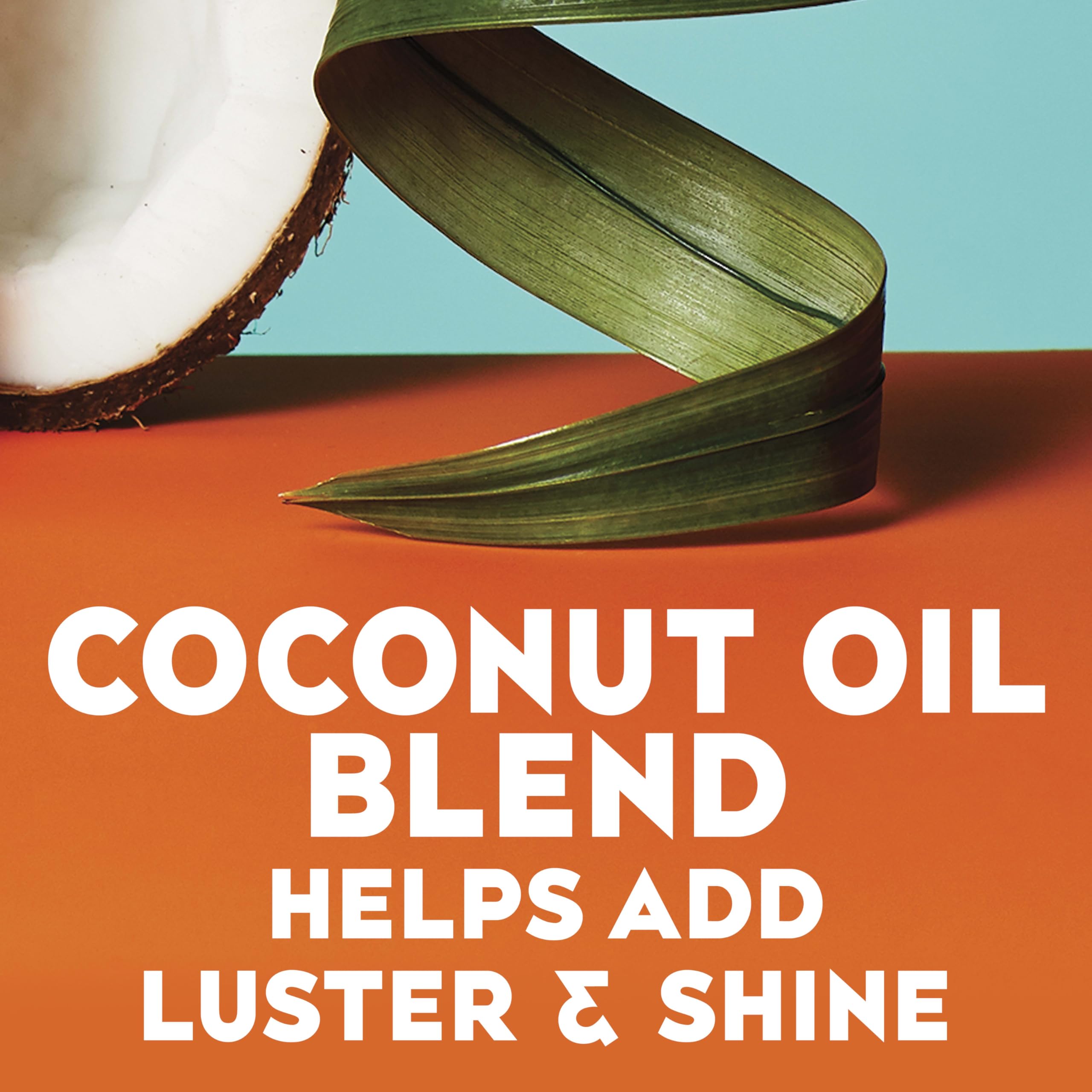 OGX Coconut Water scent visual hint suggesting refreshing aroma during styling.