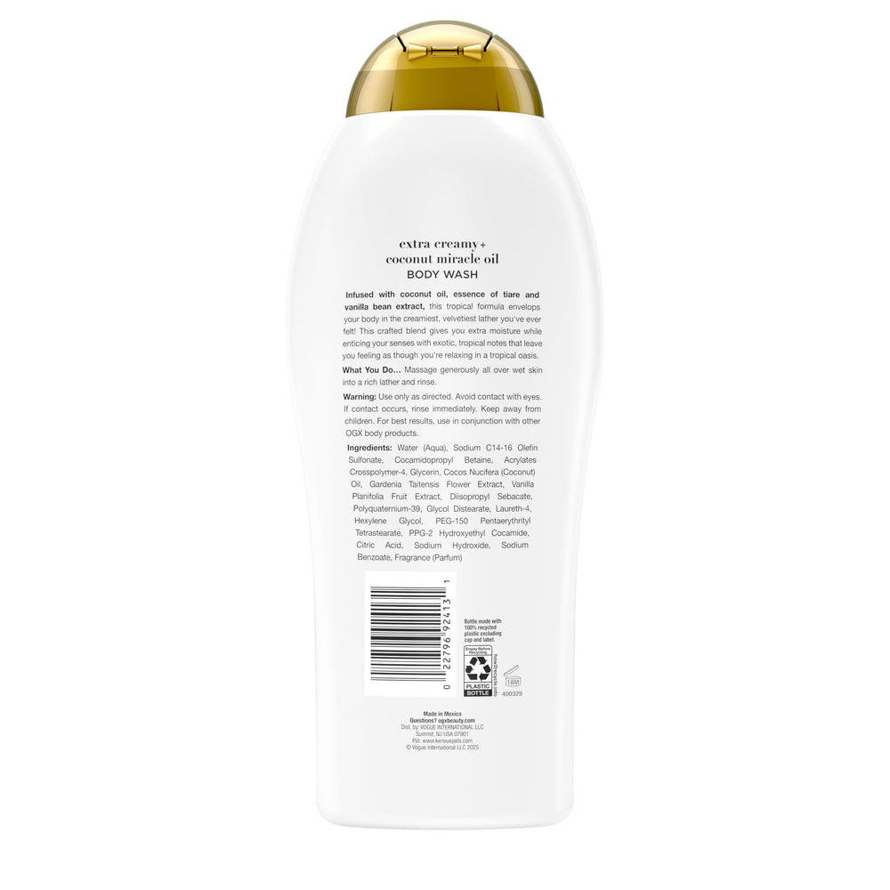 OGX Coconut Miracle Oil Body Wash shower foam with island scent