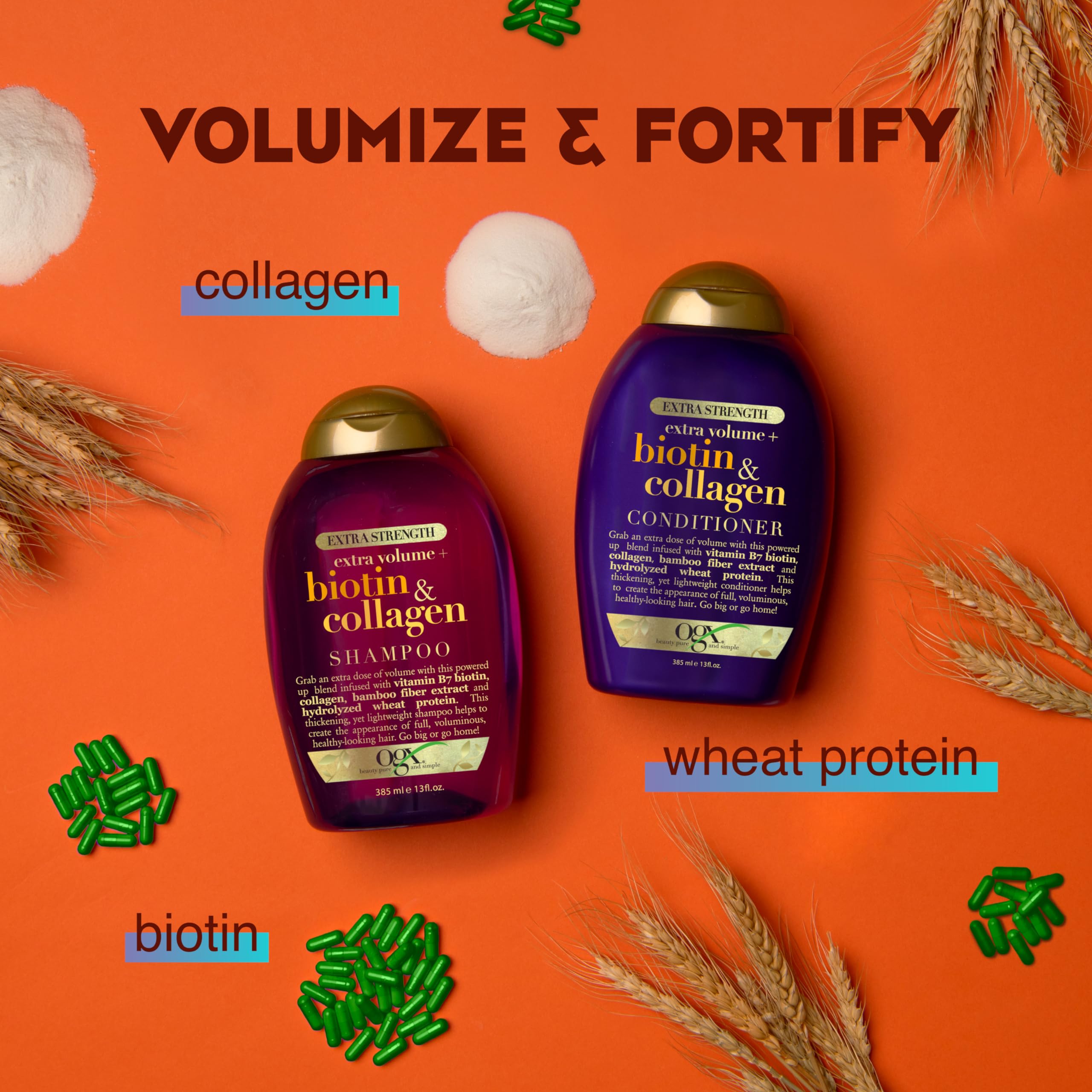 Color-safe OGX shampoo label suitable for color-treated hair.