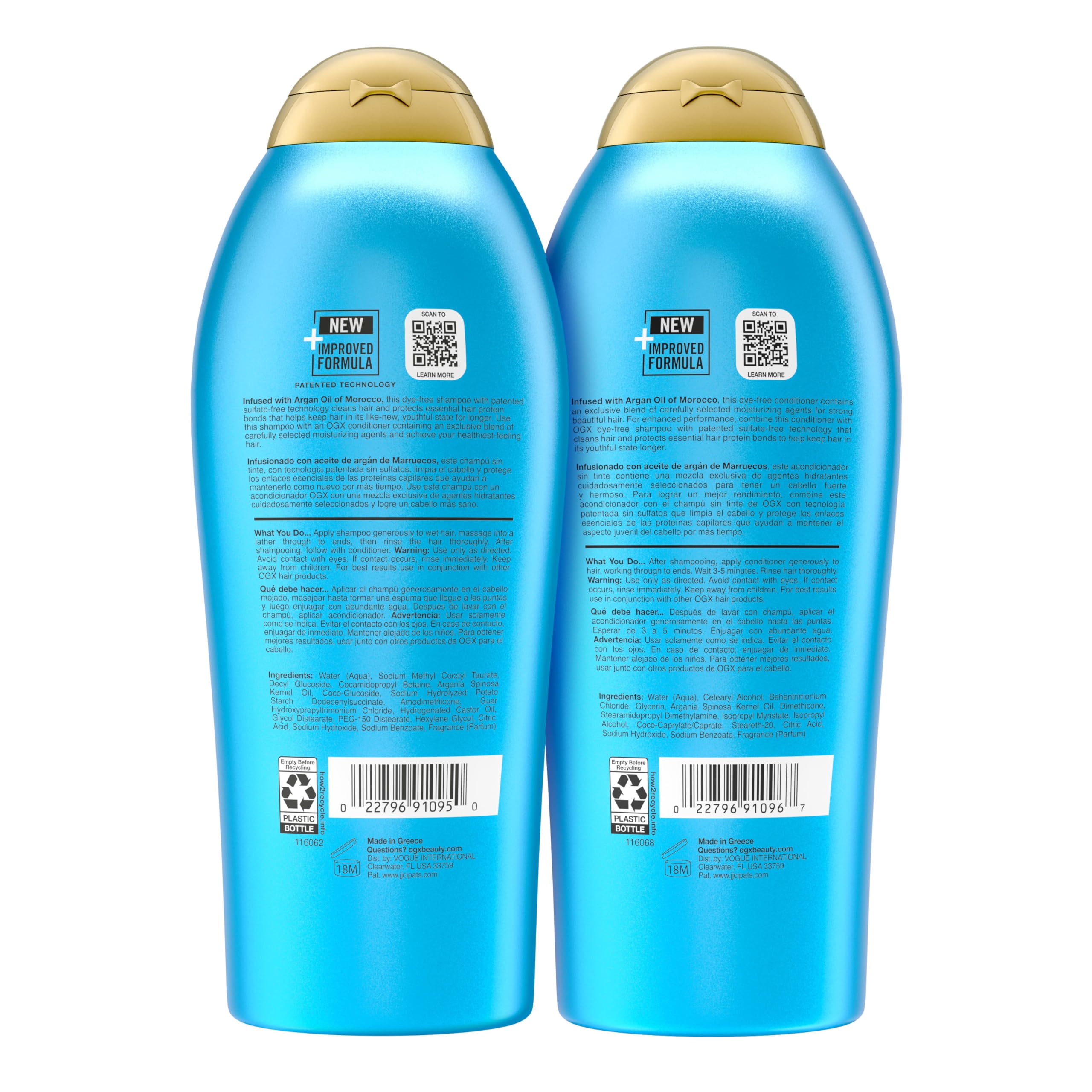 OGX color-treated hair care set box emphasizes color-safe hydration