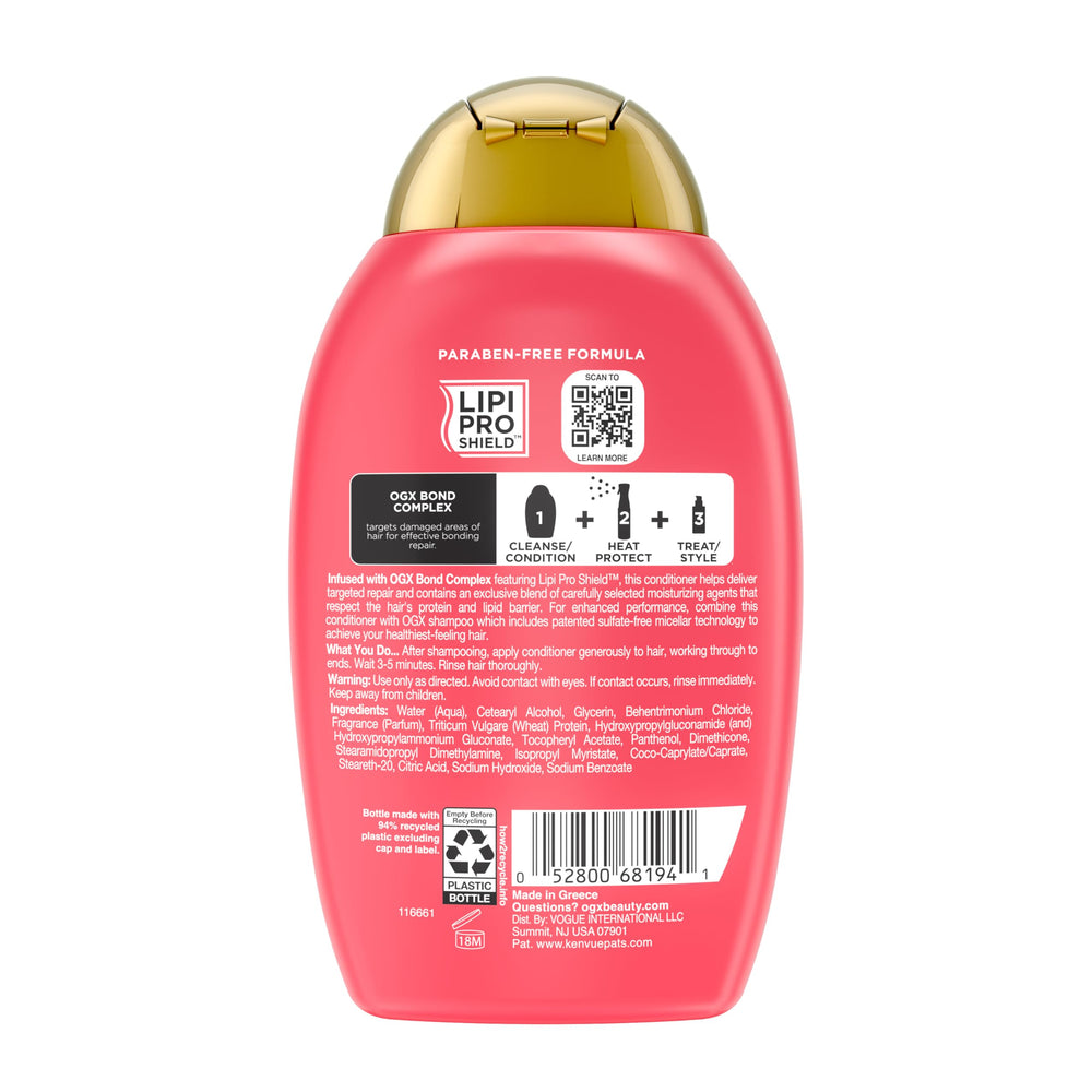 OGX bond repair product in routine for healthier-looking hair.