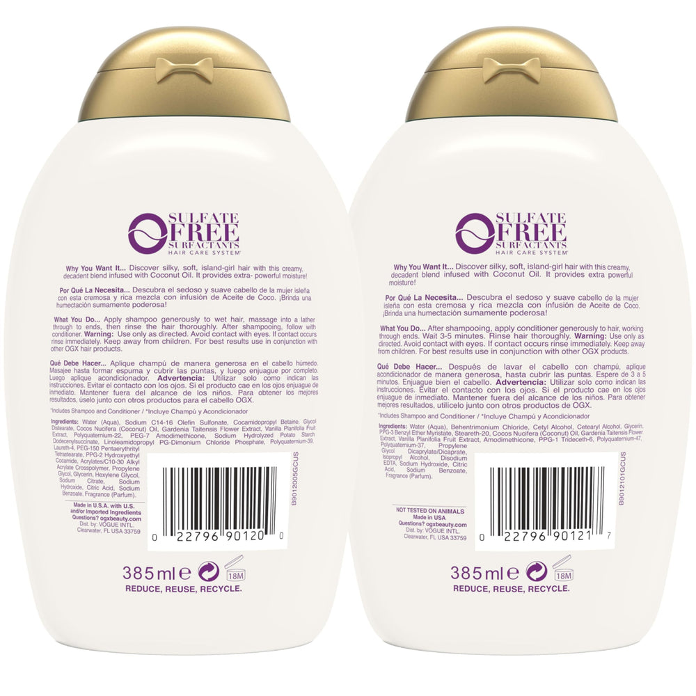 OGX doble paquete para rutina antiencrespado y suavidad.