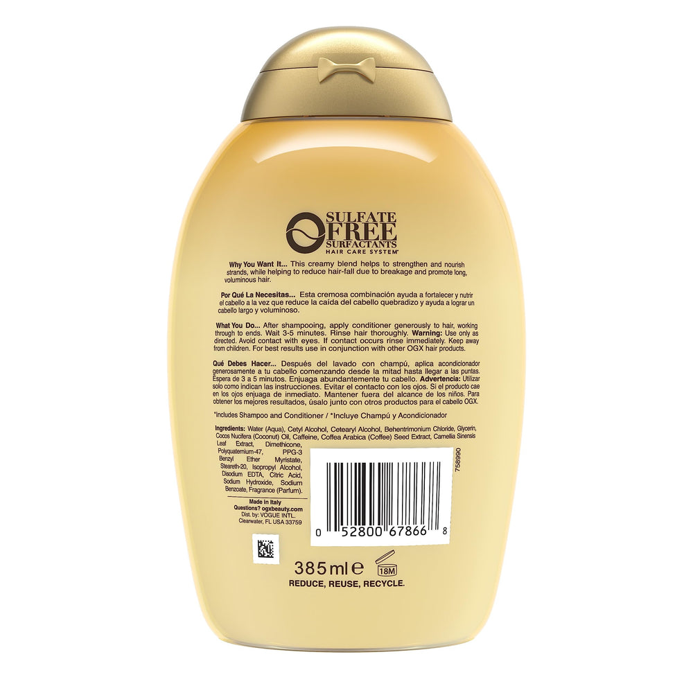 Envase ergonómico de OGX facilita la aplicación en la ducha.