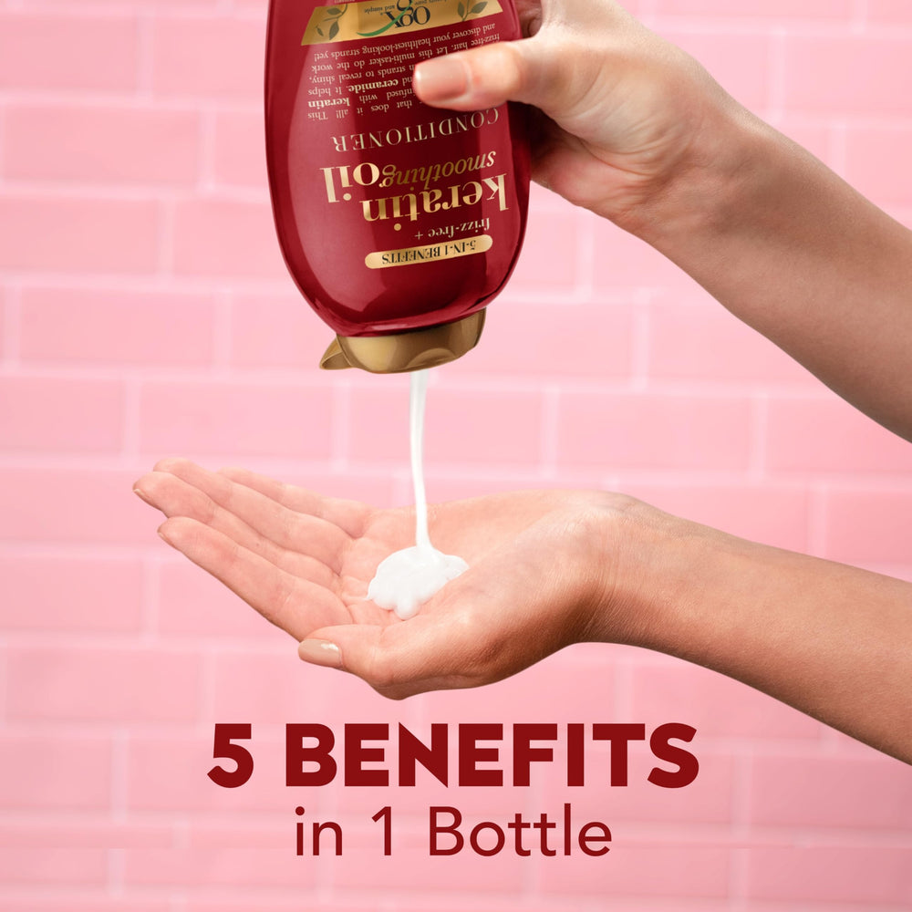 On bath shelf, sleek 13 oz bottle conveys compact storage.