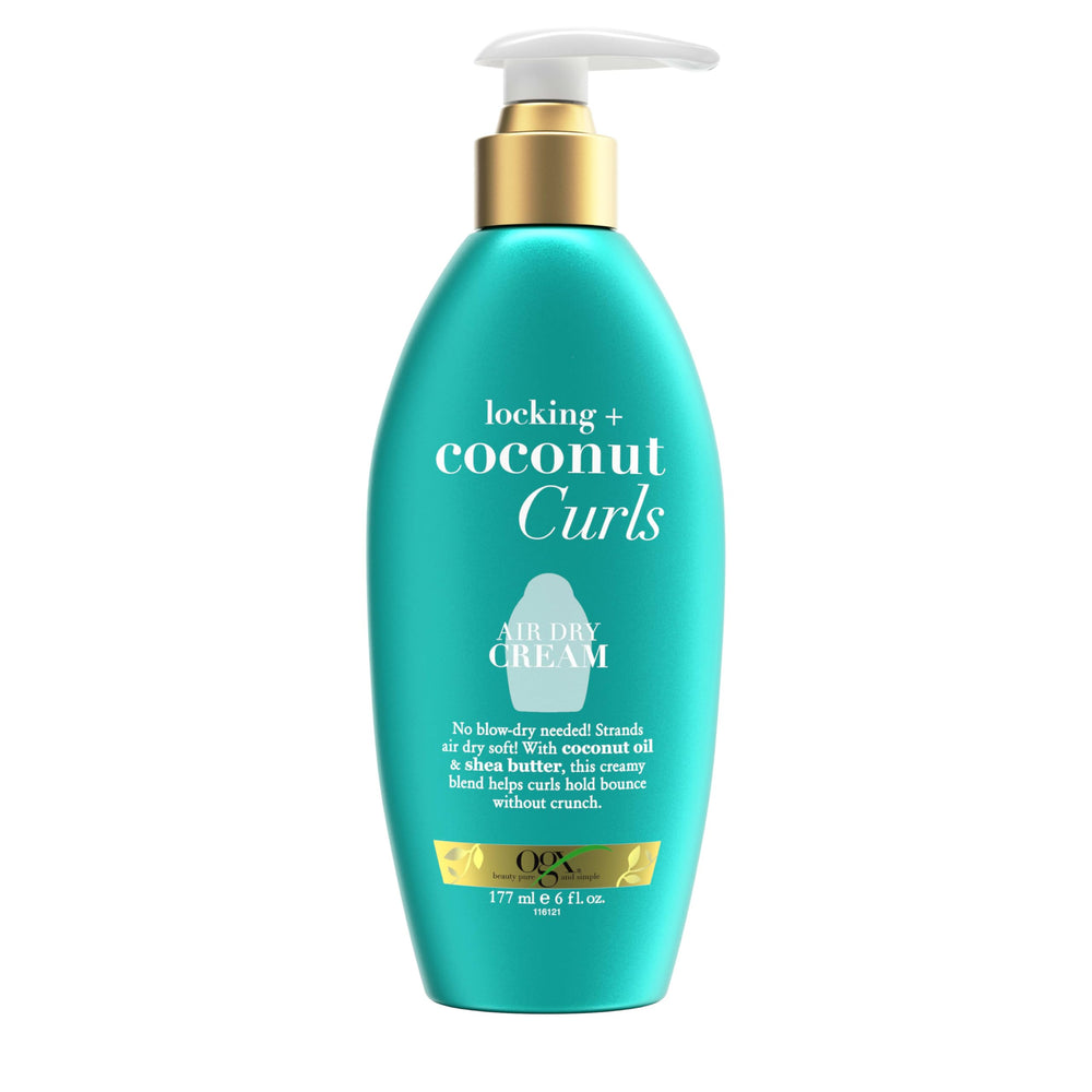 OGX Locking Coconut Curls Crema para secado al aire, bote visible para rizos definidos