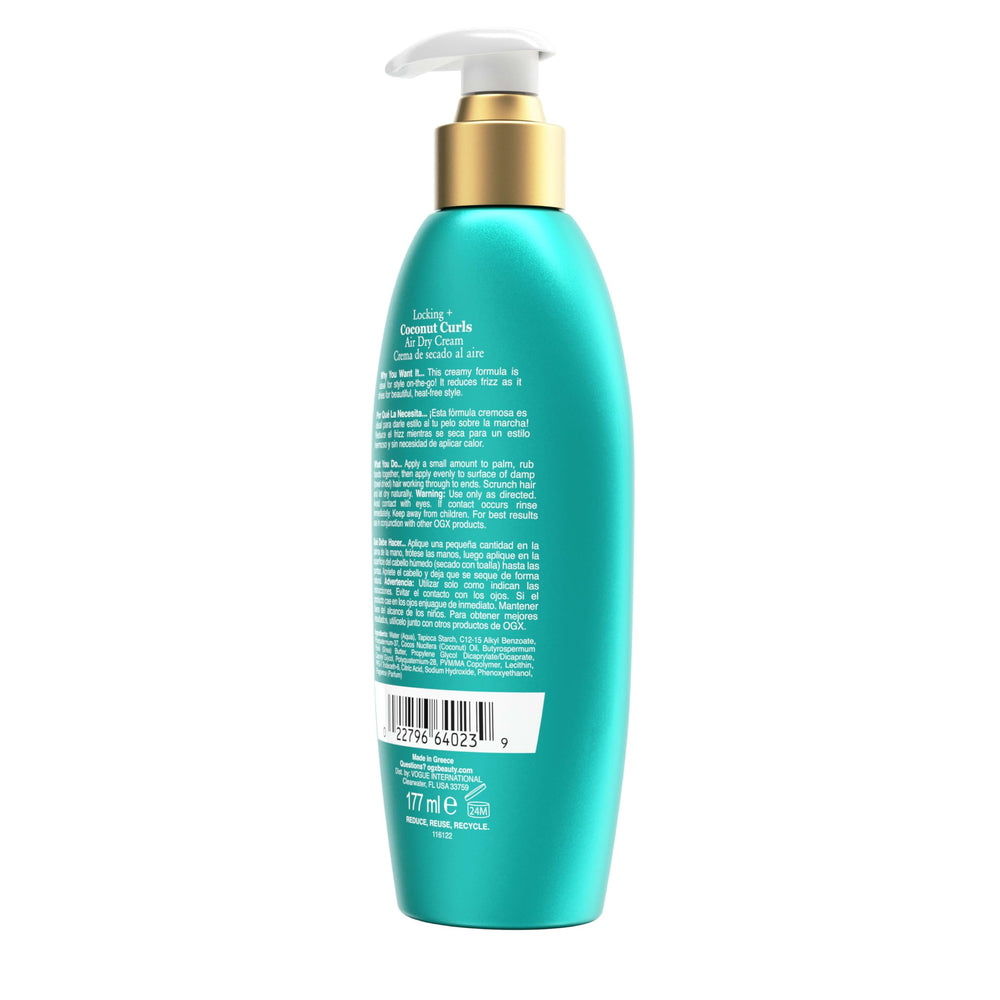 OGX Locking Coconut Curls Crema, aroma tropical para cabello perfumado