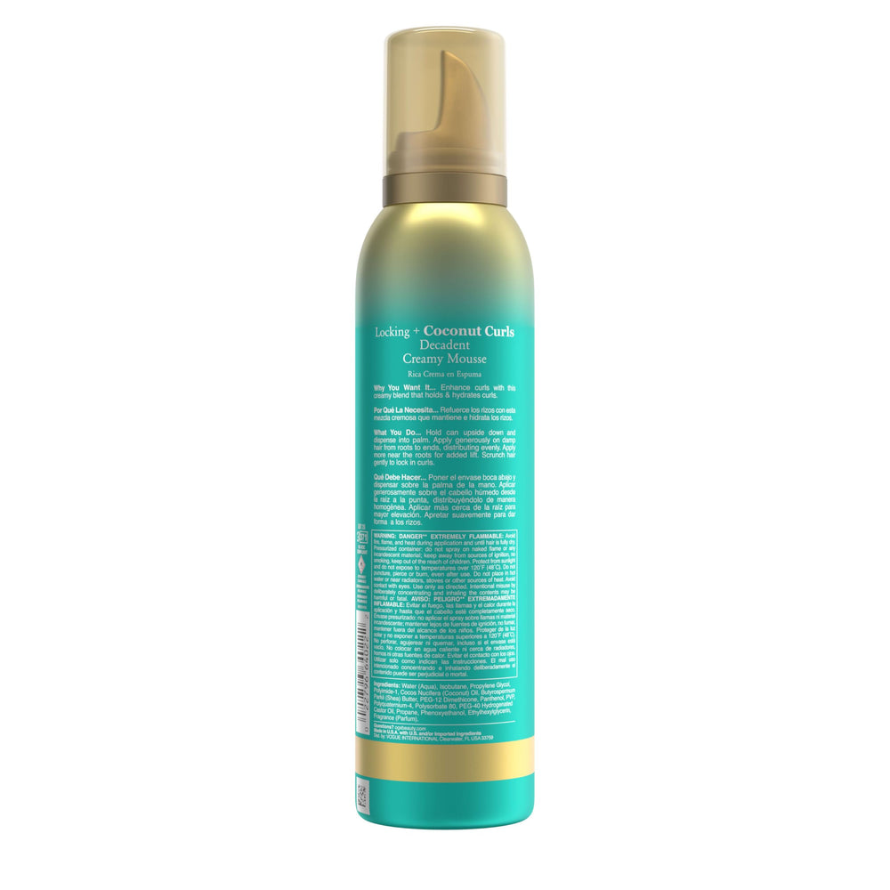 OGX Locking Coconut Curls mousse aroma tropical, experiencia sensorial al peinado