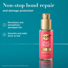OGX Serum en manos, aplicación suave para puntas, favorece el cabello suave.
