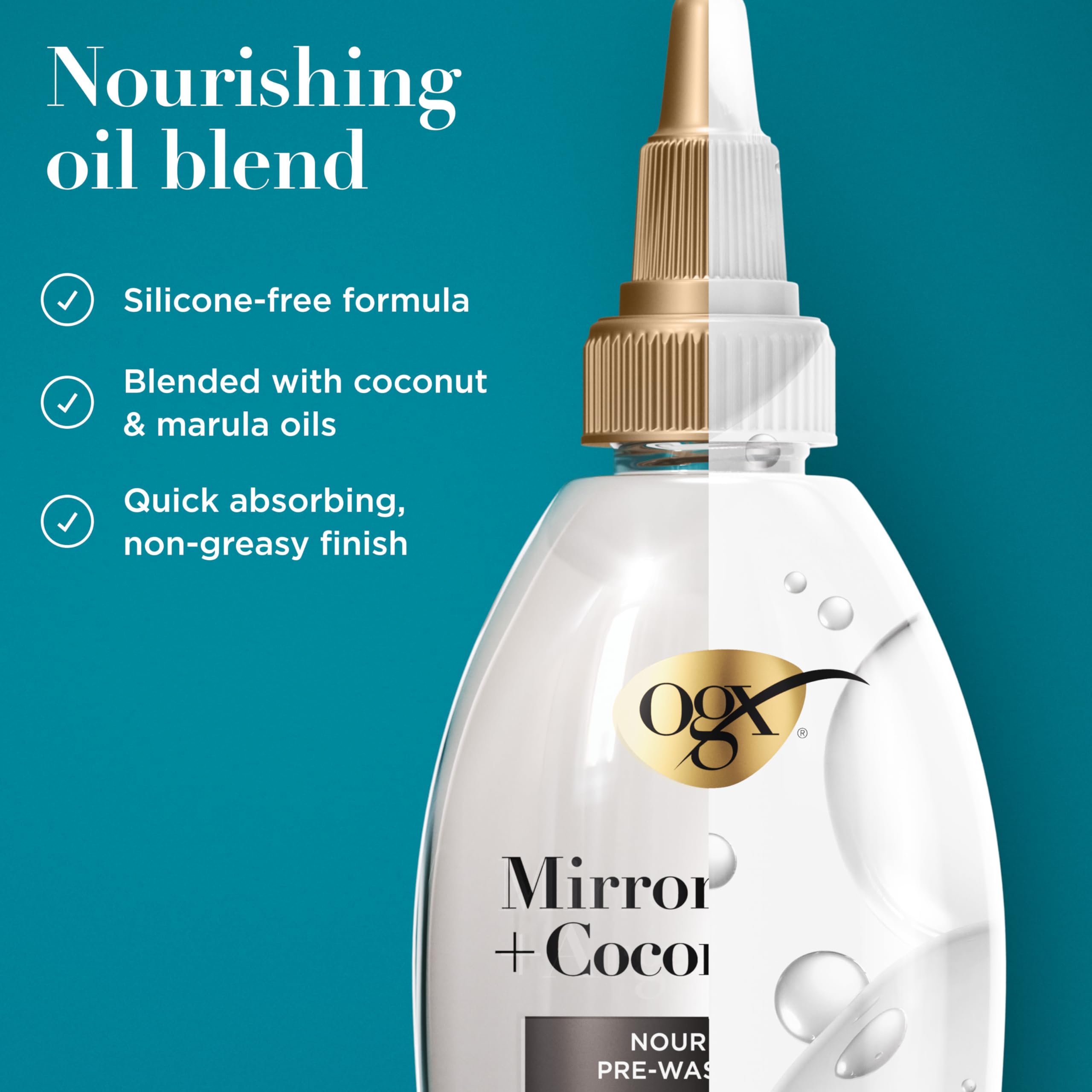 Brillo espejo para cabello dañado gracias al aceite de coco de OGX