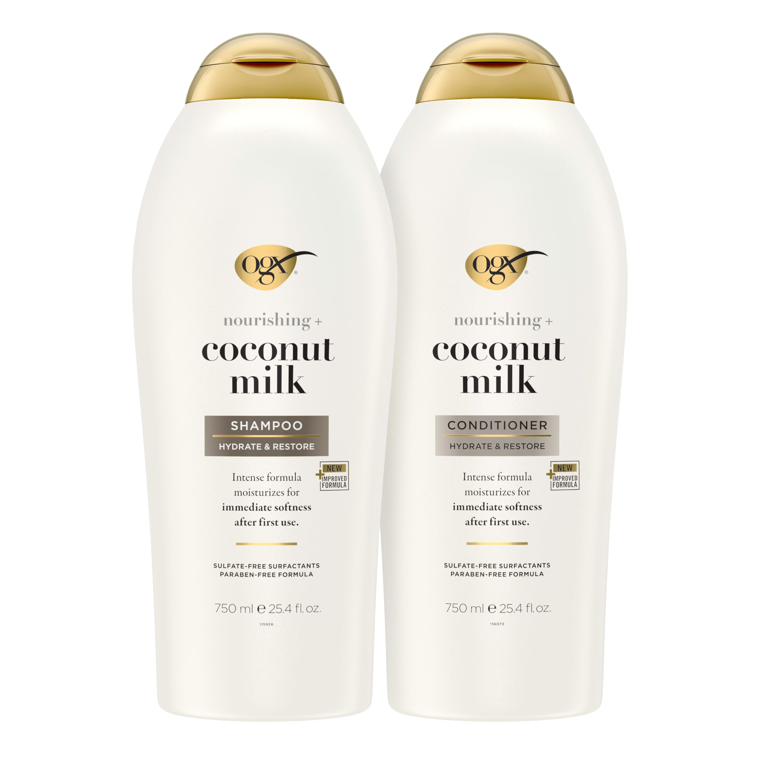 OGX Nourishing + Coconut Milk shampoo bottle highlights sulfate-free cleansing for all hair types.