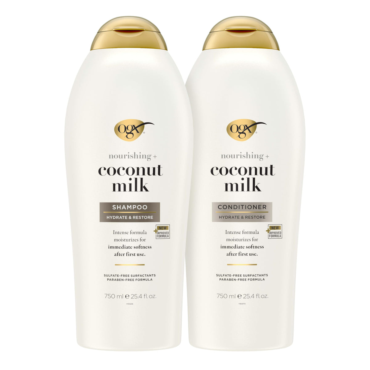 OGX Nourishing + Coconut Milk shampoo bottle highlights sulfate-free cleansing for all hair types.