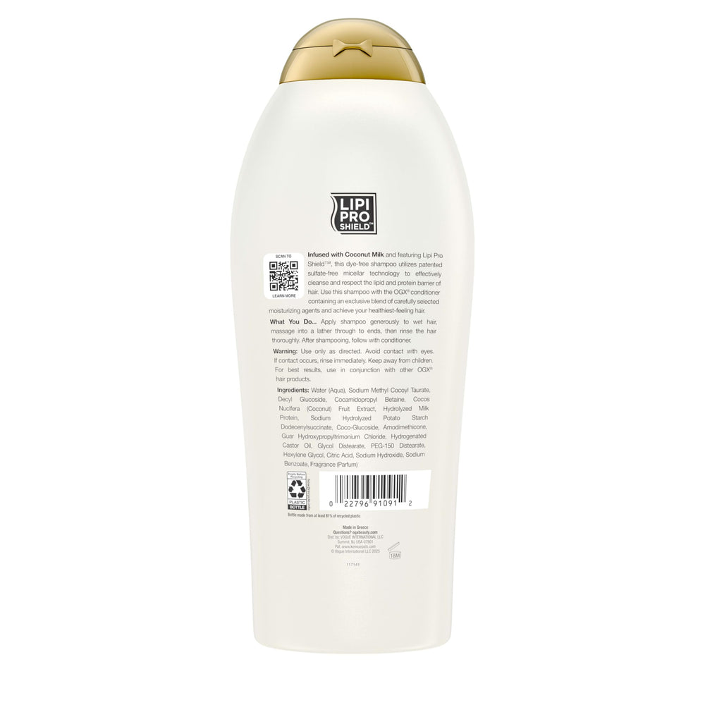 OGX Nourishing Coconut Milk Shampoo ayuda a hidratar y reparar cabello dañado.
