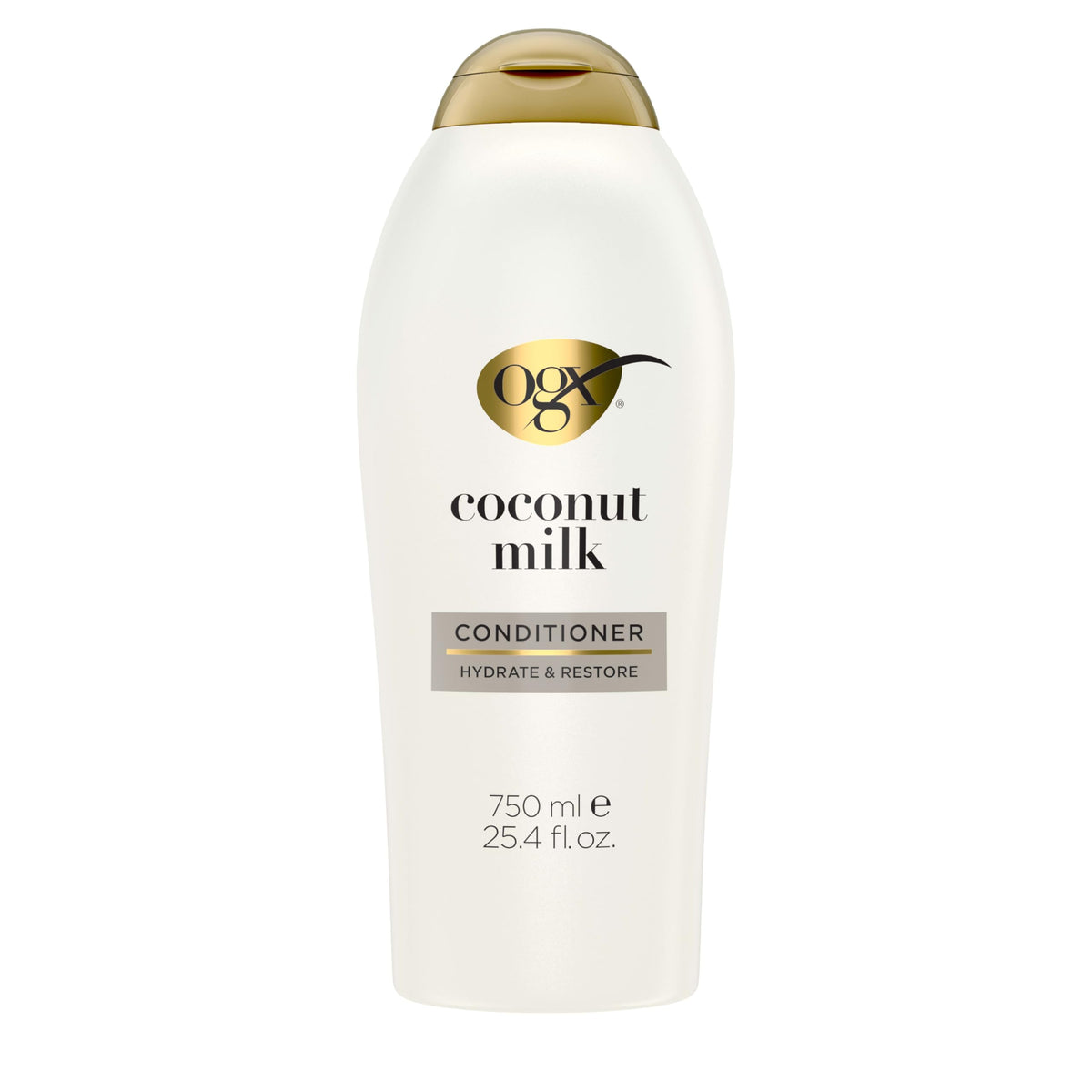 OGX Nourishing + Coconut Milk Acondicionador: empaque cercano realza hidratación y suavidad.