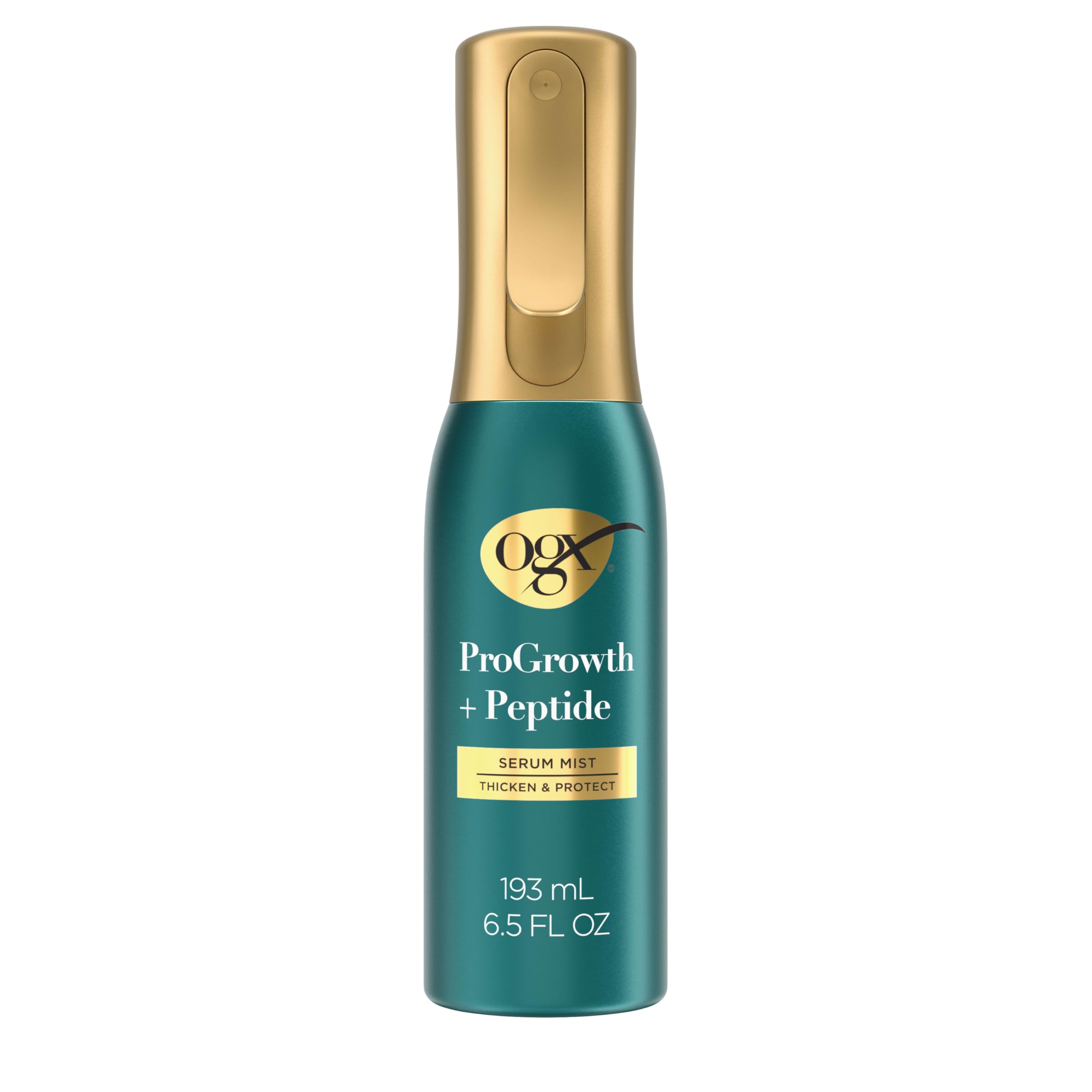 OGX ProGrowth + Peptide Serum Mist en frasco, ideal para cabello fino que necesita cuerpo.