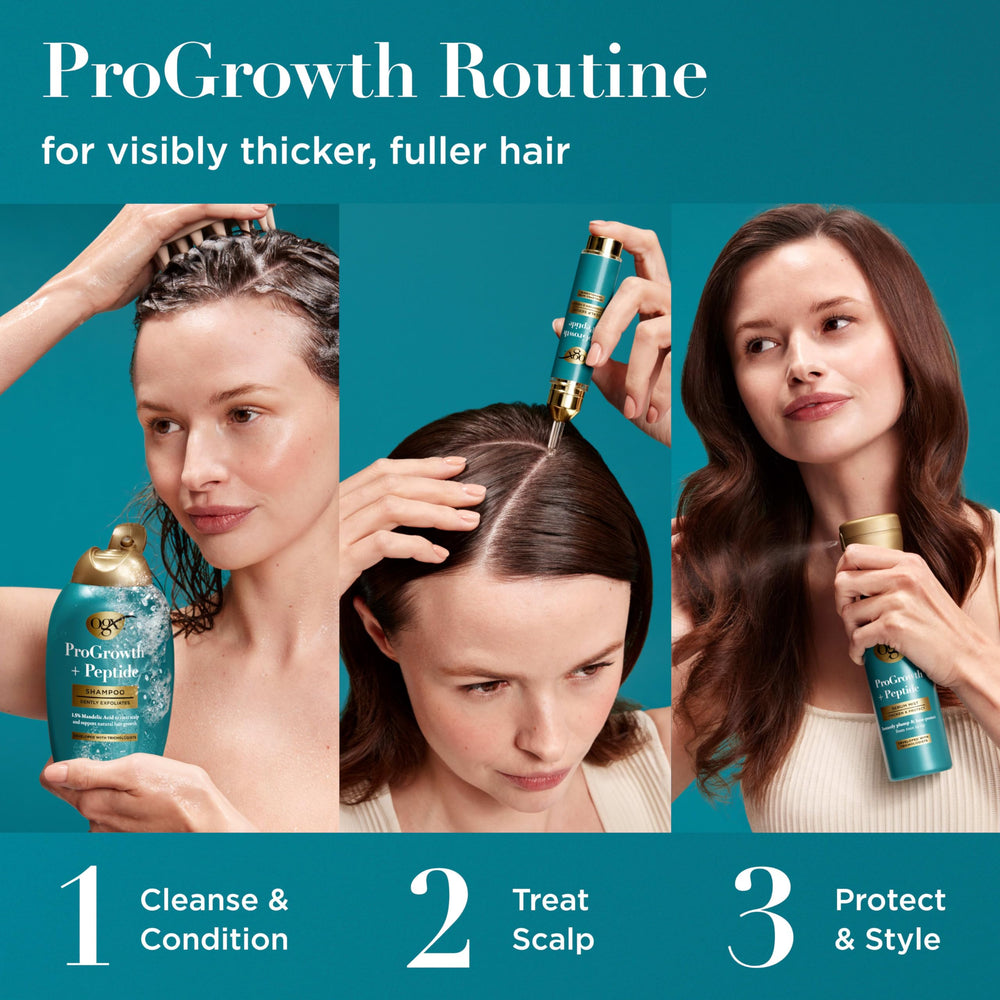 OGX ProGrowth + Peptide Serum Mist, textura ligera que no apelmaza el cabello.