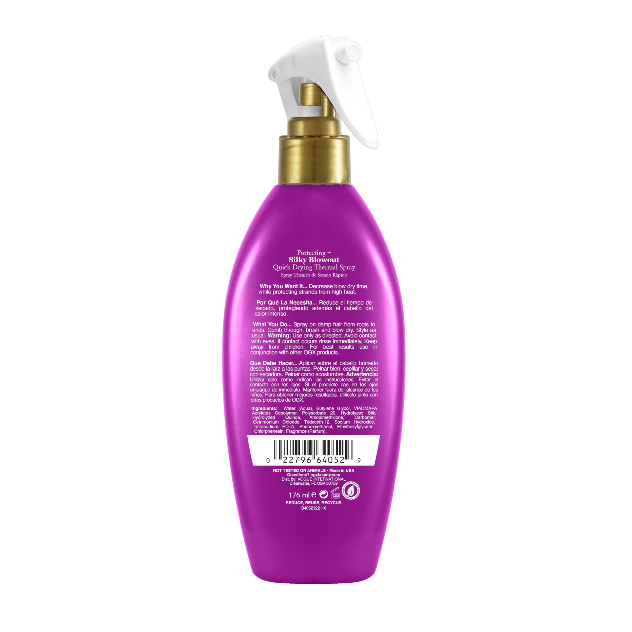 OGX Protecting Silk Blowout hair-drying shows voluminous, shiny blowouts