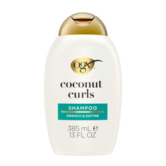 OGX Quenching Coconut Curls bottle highlights hydrating curl definition.
