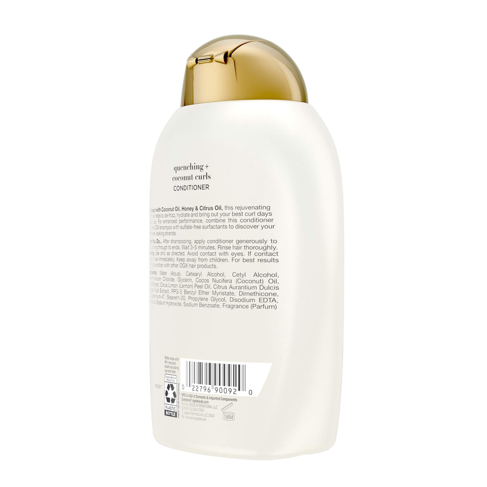 OGX Quenching Coconut Curls conditioner on wet hair demonstrating detangling.