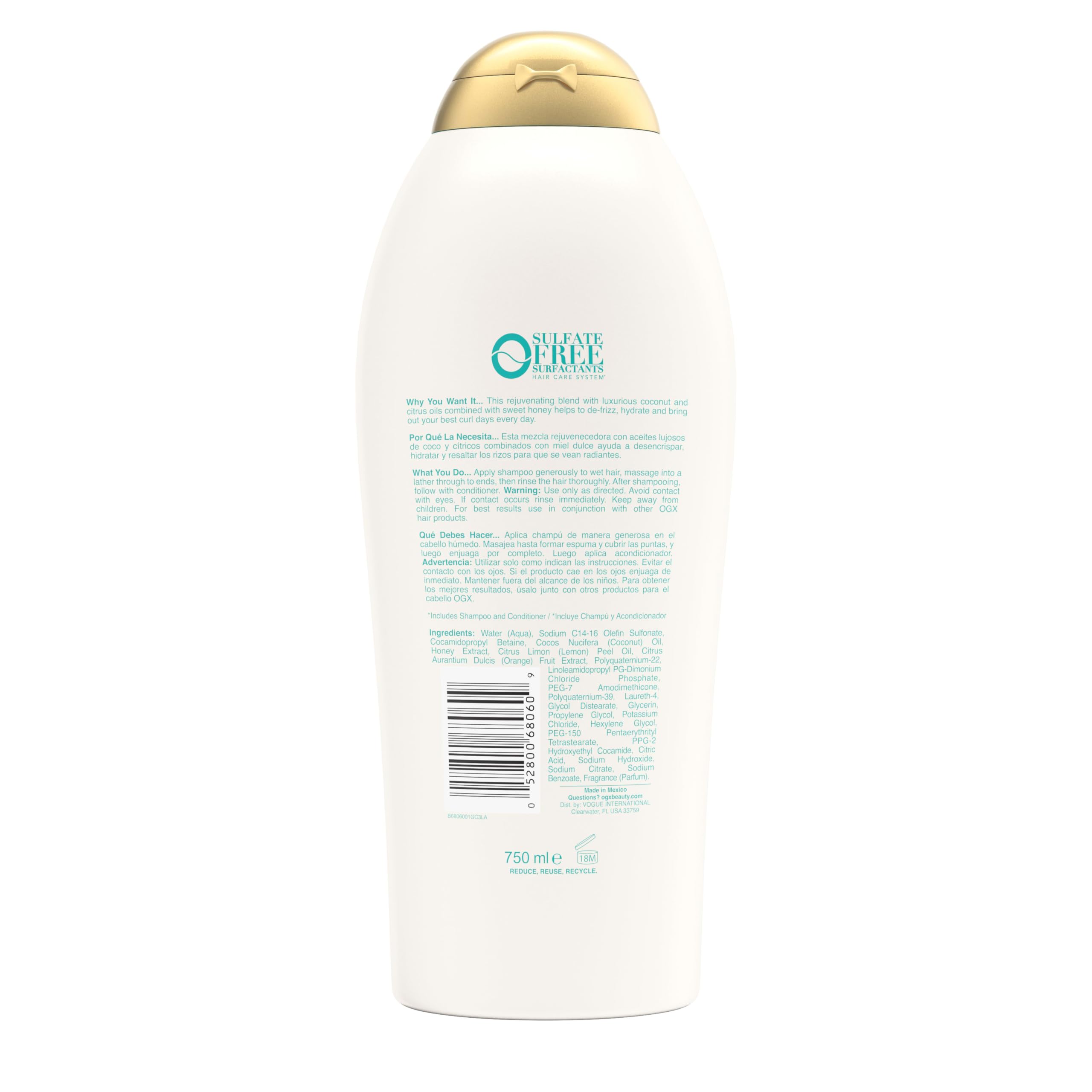 OGX Quenching + Coconut Curls rizos suaves y brillantes tras el lavado.