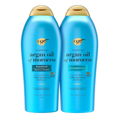 OGX Renewing Argan Shampoo bottle showing hydrating cleanse and shine