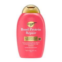 OGX Repair Bond Shampoo bottle showing 13 oz size for light cleansing of damaged hair